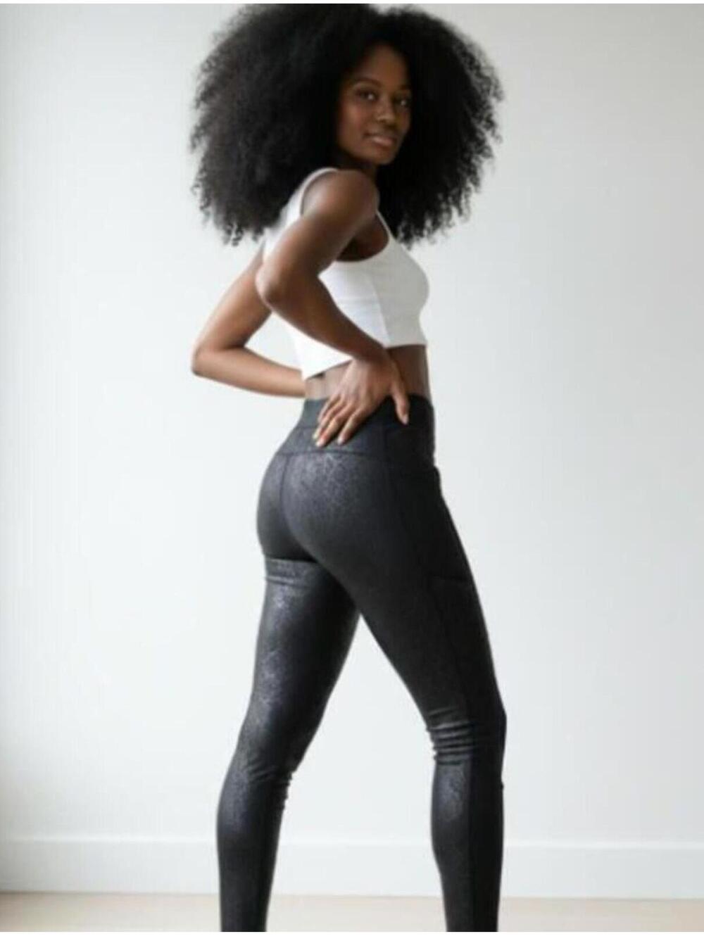Actively Black Apparel Snake Print Compression Athletic Leggings Size XL